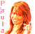 A pixelated contact sheet of two animated frames showing a woman with long red hair and pink text "Paula" on the left side, with a small heart symbol in the top-right corner of the right frame.