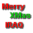 A 48x48 pixel buddy icon featuring a split composition with text on the left and a portrait of Saddam Hussein on the right, rendered in low-resolution pixel art style.