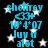 A static digital image with blue text and white stars on a black background, displaying repeated text elements and a small icon symbol.