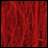 Red background with white pixelated text forming a phrase across multiple