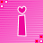 Pixelated pink background with white-outlined text and symbols, including two 'i' characters with heart tops and the phrase "love carlos" repeated.