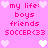 Pixelated pink background with repeated text and heart symbols in white and light pink.