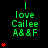 Green text 'I love Cailee A&&F' on black background with red heart symbols, animated to increase hearts per frame.