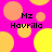 Pixelated icon with bright pink background and yellow-orange circles, displaying "Mz Havrilla" text in black pixel font across four repeated sections.