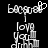 Pixelated white text on black background reads 'backyard' with heart symbol above, and 'love you mom' below in stacked lines.
