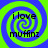 Four identical display a blue and green spiral background with black text reading "i love muffinz" in each