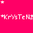 A bright pink background with scattered white and light pink stars, repeated text reading "*KrvsTeN*" in a pixelated font across the image.
