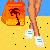 Pixelated image of a person in summer attire with text reading "I'm Ready For Summer '06" on blue background.
