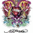 Animated icon of a character with purple hair and yellow eyes, wearing red clothing, holding hands near face in