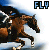 Animated sequence of a brown horse with rider against blue sky, showing text changes above the image.
