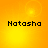 Four identical display the word Natasha in pixelated black text over a gradient orange-yellow background with subtle light effects