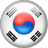 Static 48x48 pixel icon depicting the national flag of South Korea with a circular border and four trigrams in gray corners on white background.