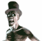 Animated sequence of a skeletal figure in a top hat with changing facial expressions and head position against a white background.
