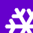 Four white snowflake icons arranged in a on a solid purple background, each with distinct branching patterns