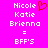 Pixelated text on bright pink background with red heart symbol above 'Nicole' in left ; identical right lacks the heart
