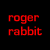A 512x256 contact sheet showing two frames of a Roger Rabbit animated icon with red text on the left and pixelated character art on the right against a black background.