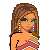 Pixel art contact sheet showing a female character in two poses with visible text "Perfect" on the right side.