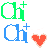 Animated contact sheet of 8 frames showing a green and blue 'Ch+' logo with heart symbols changing across frames on white background.
