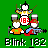 Pixel art of a band with four members on green background, featuring red text 'Blink 182' and blue text 'ROCKS'.
