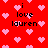 Red background with pink pixelated hearts and repeated black text "i love lauren" in a pattern