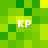 Green pixelated background with four white 'KP' text elements arranged in a pattern