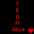 Red pixelated text and heart symbols on black background, with animated color variations in the heart icons.