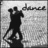 Black-and-white pixelated icon shows dancing couple silhouette with 'dance' text above, surrounded by four words: 'Live', 'Laugh', 'Love...' on black background.