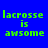 Four display green pixelated text 'lacrosse is awsome' on blue background with red rectangular overlays shifting across different words