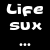 Black-and-white pixelated image split vertically with text on left and two anime-style characters on right.
