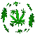 Animated sequence of green cannabis leaf icons in various orientations against a light gray background.