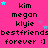 A bright pink background displays repeated text and star symbols in cyan and purple, with a gray rectangle in the bottom-right corner.