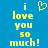 Yellow pixelated text 'i love you so much!' on blue background with a heart symbol above 'i' on left side.