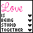 20 pixel-art icons featuring pink 'Love' text and black hearts, with variations in heart count and partial text across frames