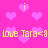 Pixelated pink background with scattered light purple hearts, yellow lowercase 'i' symbols, and repeated text "love Tara<8" in bright yellow.