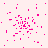 Pink pixel clusters scatter across a light pink background with a gray rectangular area in the bottom right corner.