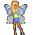 Pixelated animated buddy icon showing a winged female character in two sequential frames with slight pose differences against gray background.