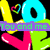 Pixelated graphic with large blue 'LOVE' letters, yellow and pink accents, heart symbols, and changing text overlays including "You and me," "Together forever," and names "Jake and Emily.".