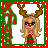 Pixel art Christmas-themed buddy icon featuring a blonde female character with reindeer antlers, red nose, and sunglasses in three animated frames showing slight pose changes.