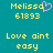 Yellow pixelated text on teal background with pink heart symbol replacing 'd' in 'Melissa' on left side, static text on right side.