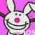 Pixelated cartoon bunny with pink nose and black outline on solid purple background, accompanied by white pixelated text reading "Hateing You Makes Me All Fuzzy...".
