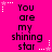 Bright pink background with repeated text "You are my shining star" in black pixelated font, surrounded by white and light pink stars.
