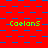 Red background with blue square pattern and green text 'CaelanS' repeated across multiple