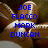A four- of pixelated blue text over a brown and white striped background with visible motion changes between