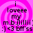 Pixelated pink spiral background with black text reading 'i loveee my m.b.(lillii) :) <3 bff'ss :)' in four identical quadrants.