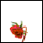 Pixelated character with red hair and green accents holding a cup, positioned against white background.