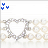 Animated icon with blue heart symbols above a pearl necklace forming a heart shape, transitioning to display 'Tienay' text in blue.