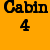 Pixelated black text on solid orange background reads 'Cabin' above a centered number '4', both rendered in blocky, low-resolution style.