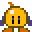 Four pixelated yellow characters with brown accents stand in a , each displaying distinct head and foot positions against a gray background