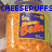 A jar of orange cheese puffs with a blue label reading 'Baked' in orange text, overlaid with blue pixelated text reading 'CHEESEPUFFS ROCK MY WORLD' across four