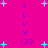 A vibrant pink background features scattered cyan plus signs and vertical purple text reading "ILUVY <33" in multiple